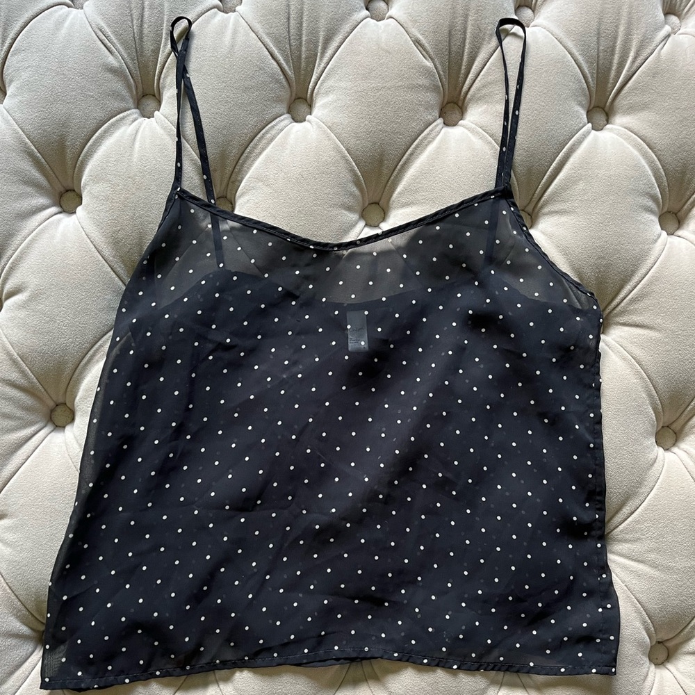 American Apparel Chiffon See-Through Polka Dot Tank Top Size S